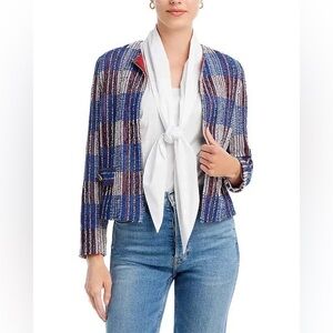 Misook Plaid Tweed Open-Front Jacket – Medium | Multicolor Neutral